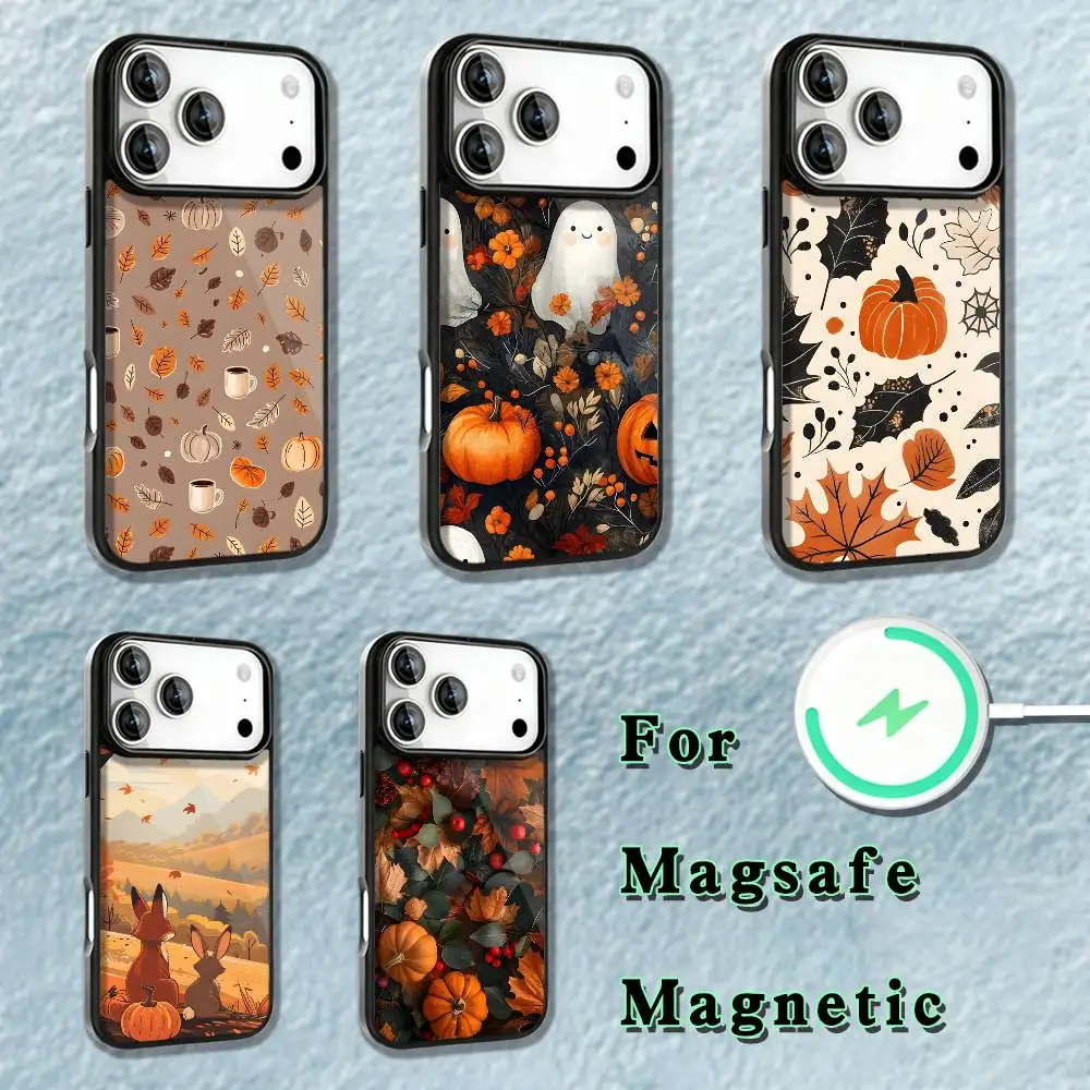 Autumn leaves pumpkin Phone Case  For iPhone 17,16,15,14,13,12,11,Pro,Max,Plus,Mini,SE4,E Magnetic Magsafe Wireless Charging