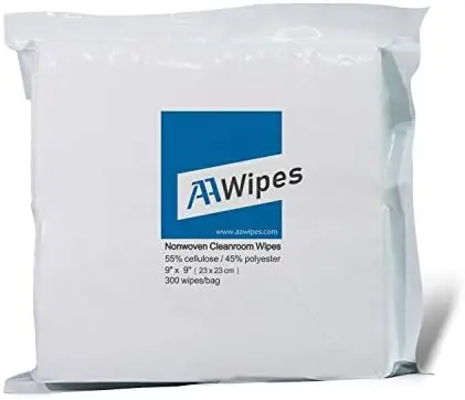 

AAwipes Cleanroom Wipes 9"x9" 300 pcs - Grade A 68g Cellulose/Polyester Blend for Lab, Electronics, Pharma