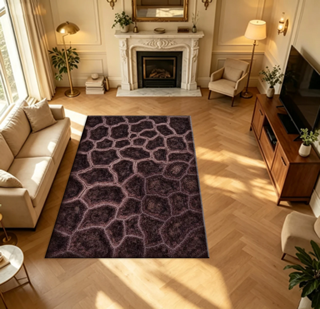 Brown Stone Cracked Skin Texture carpet flooring Retro Natural Pattern Floor Mat