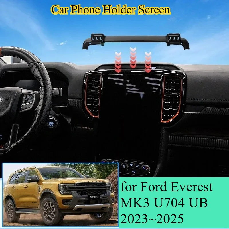 

Car Mobile Phone Holder Magnetic Screen Bracket For Ford Everest MK3 U704 UB 2023~2025 MagSafe Mount Gravity Stand Accessories
