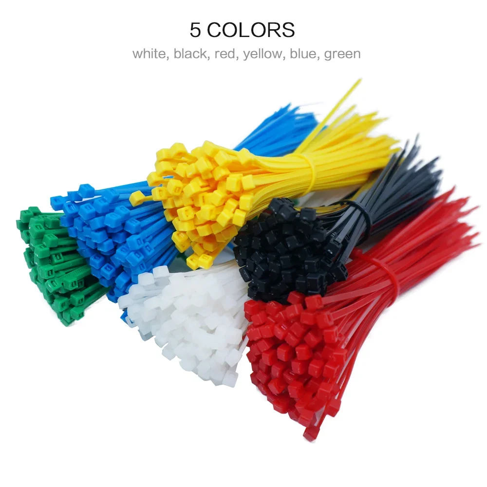 100 PCS 2.5mm x 150mm Self-Locking Nylon Cable Ties Heavy Duty Zip Ties in White and Black for Organizing Cables