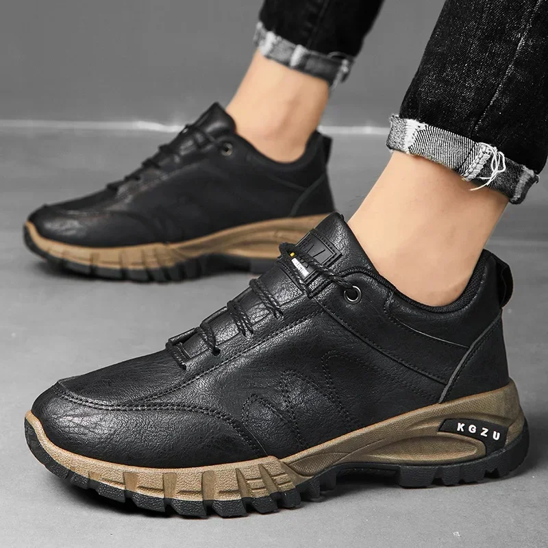 Sapatos casuais de couro masculino, com renda, Plataforma, Caminhada, Exterior, Aumentar altura, Tênis masculinos, Nova moda, 2023