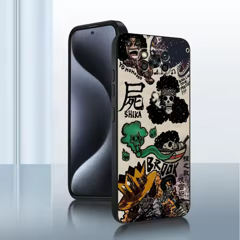 Art One Piece BROOK Black Soft Shell Case for Xiaomi Poco C75 X5 M3 M4 Pro X4 Pro M5s M7 X7 C71 F3 F7 C40 C50 X3 NFC C51 C61