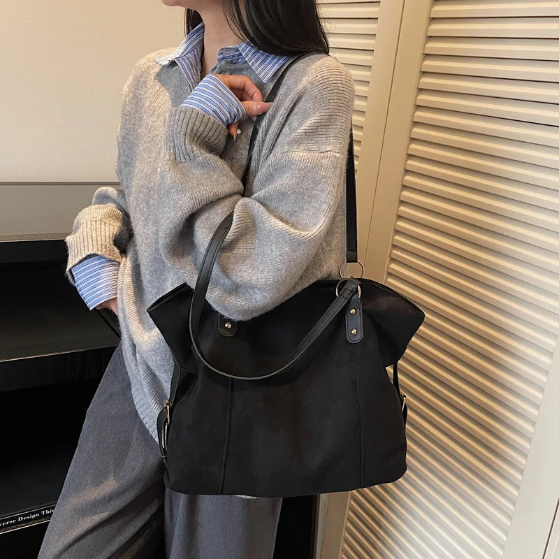 

Осень-зима 202, мягкая кожаная большая сумка, кошелек с верхней ручкой в корейском стиле для женщин, шикарная сумка через плечо, минималистичная сумка «день-ночь»