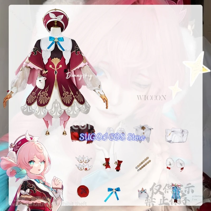 Hyacine Anime Game Honkai: Star Rail 코스프레 Costume Kawaii Red Pink Lolita Lovely Uniform Jirai Kei Girls Wig Shoes customized‌