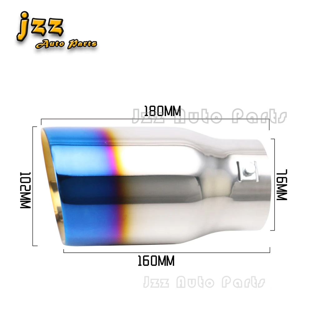 Stainless steel 3' Interface Slant Oval 4'' Outlet Exhaust Tip Universal Muffler tail throat Blue Tips fast shipping