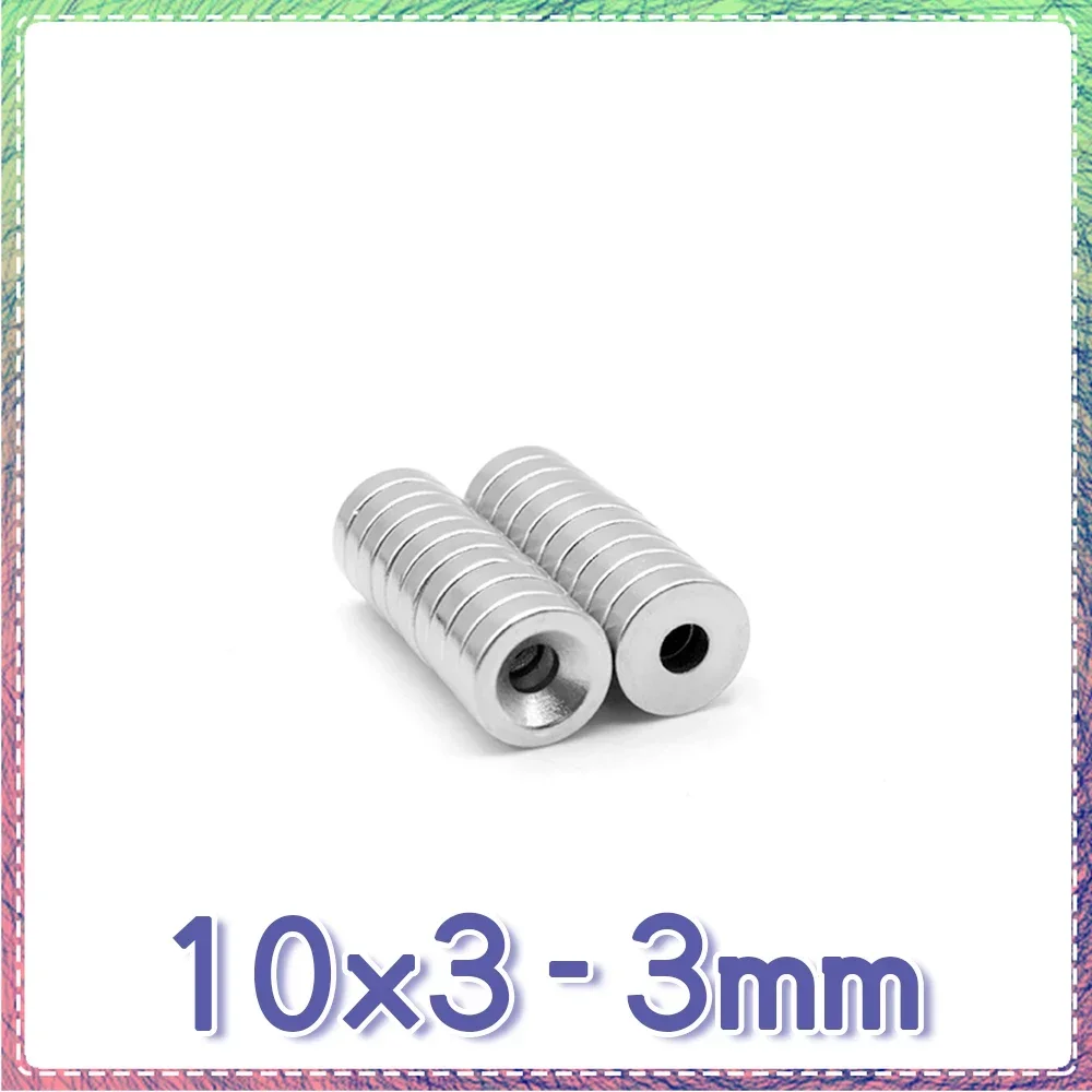 

10/20/50/100/150/200/300PCS 10x3-3 Round Countersunk Neodymium Magnet 10x3 Hole 3mm N35 Powerful Strong Magnets 10*3-3 mm 10*3