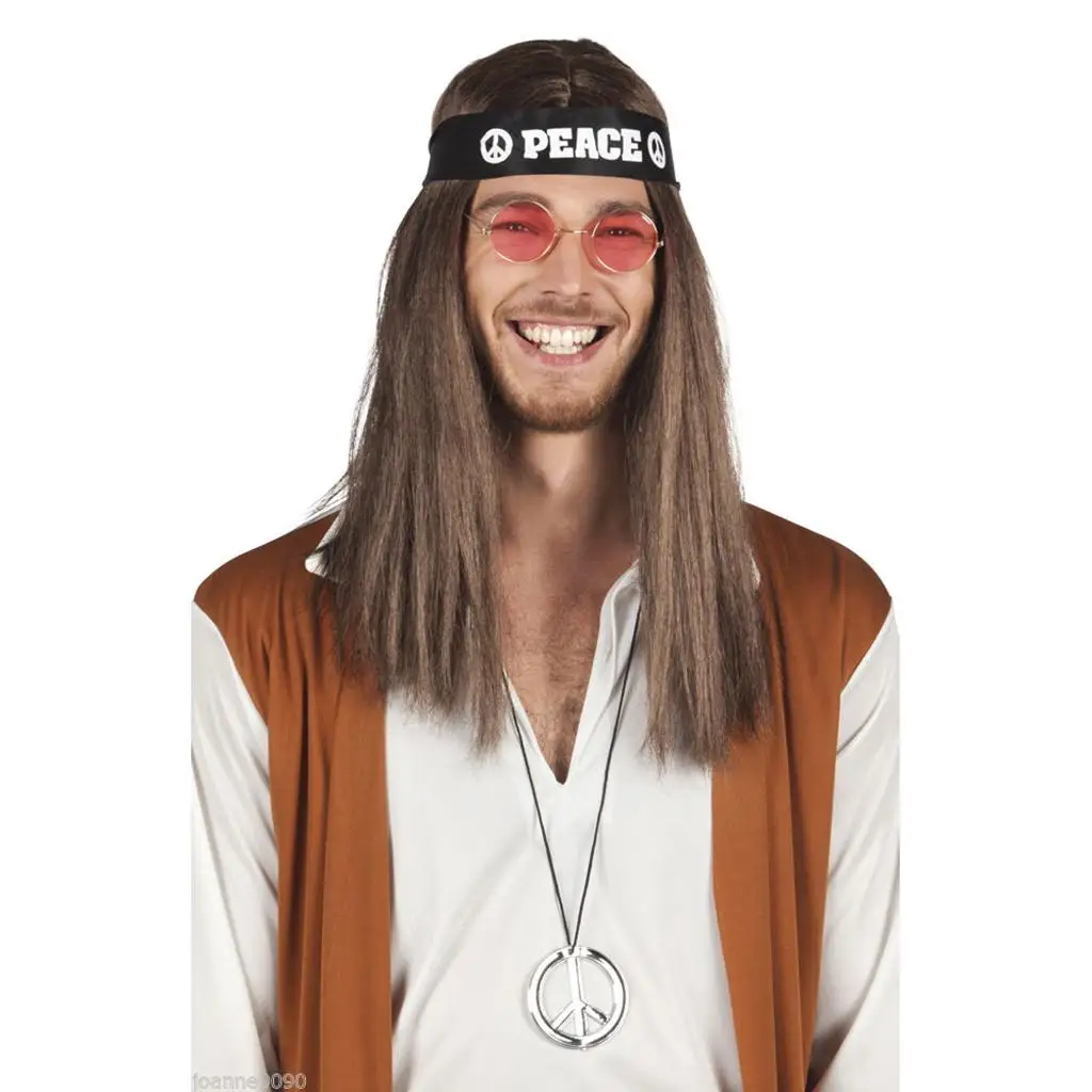 

Hippy Peace Set Peace Symbol Necklace+Headband+Sunglasses Hippieset 1960's/1970's Costume for Fancy Dress Costume Party Canival