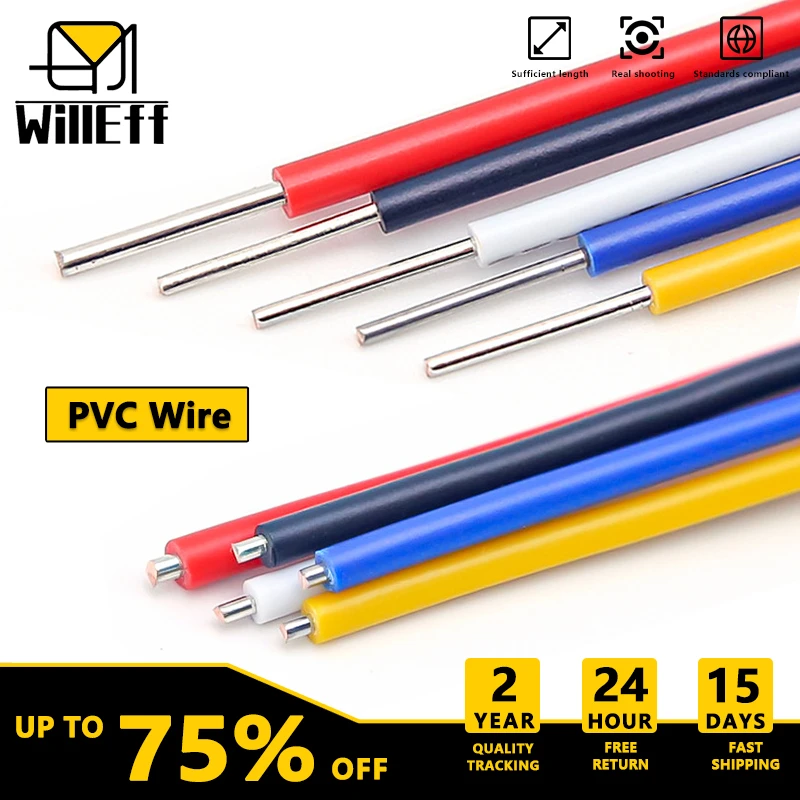 Cabo de cobre de núcleo único, isolamento de pvc, fio de cobre sólido e duro, extensão de carro de energia led, cabo elétrico 14 16 18 20 22 24 26 awg