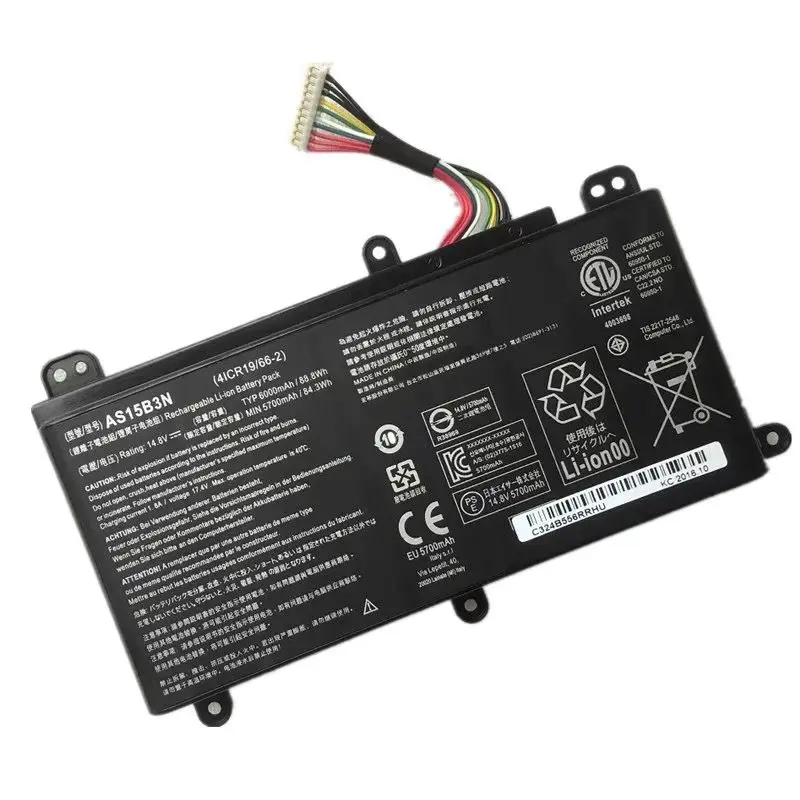 AS15B3N Laptop Battery for Acer Predator 15 17 G9-591 G9-591G G9-592 G9-592G G9-791 G9-791G G9-792G GX-791 14.4V 88.8Wh/6000mAh