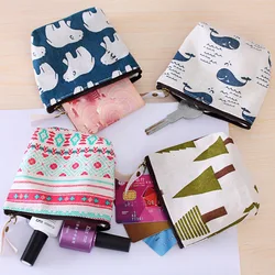 Cotton Linen Storage Bags Mini Key Bag Coin Purse Credit Card Holder Bag Sanitary Pad Pouch Women Cosmetic Storage Bag Organizer