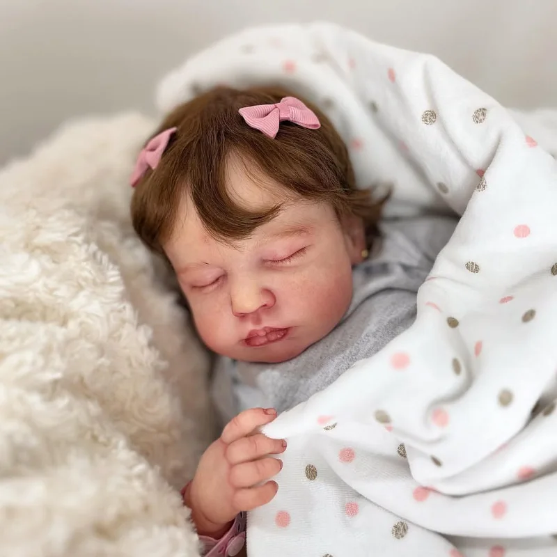 48CM Reborn Sleeping Baby Dolls Loulou Soft Cuddly Body Lifelike 3D Skin with Visible Veins Handmade Muñecas Bebe Reborn