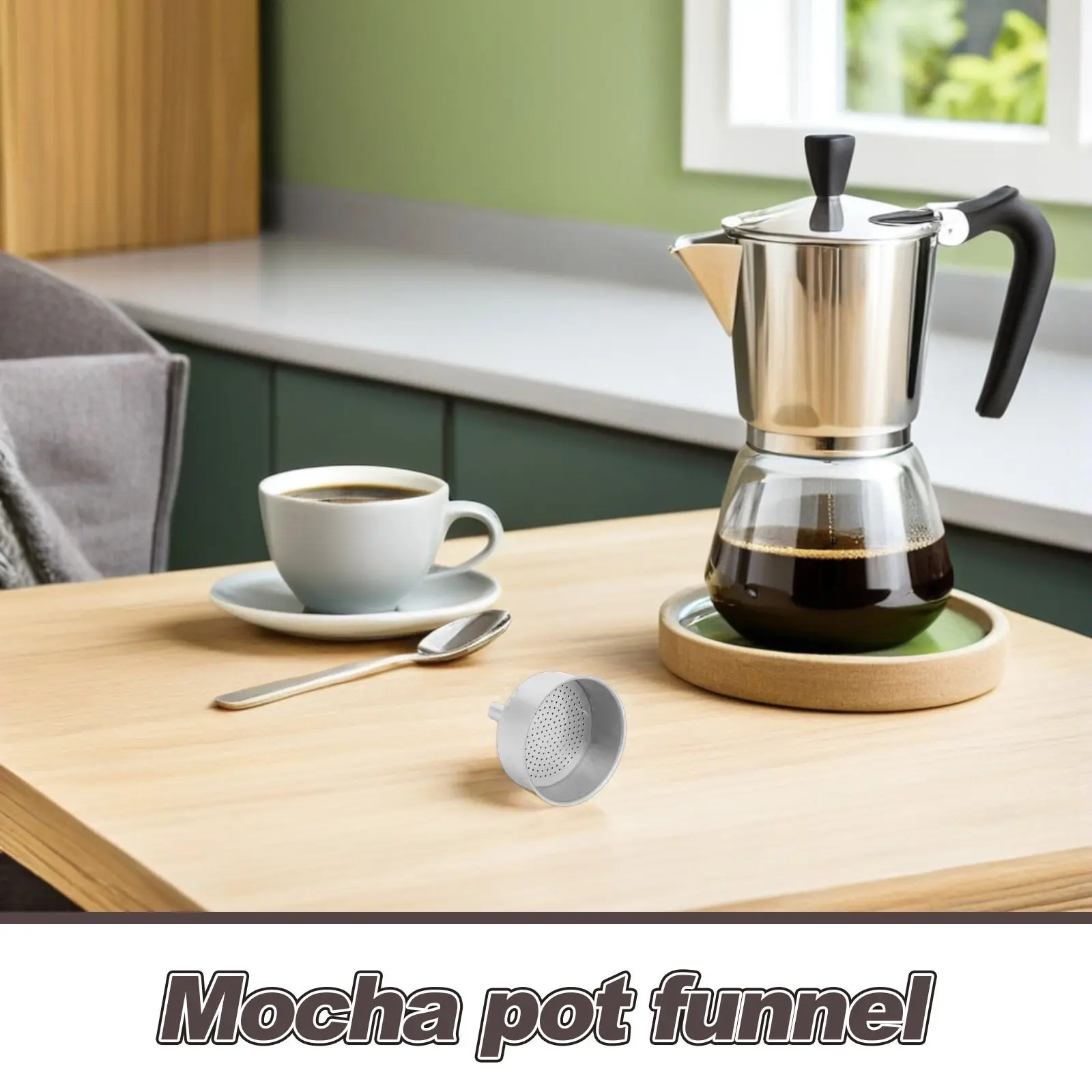 Aluminum Pot Funnel Precision Coffee Dosing Funnel for Espresso Maker Replacement Fast Heating Retro Kitchen Decor