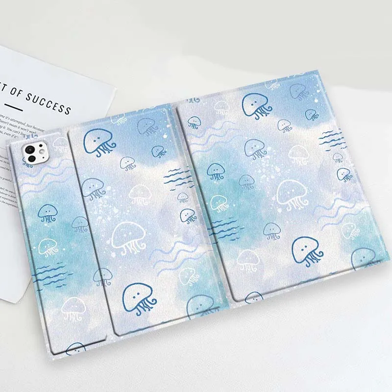 Cartoon Pink Jellyfish Pattern For iPad Pro Mini Air 1 2 3 4 5 6 7 10 11 th 8 9 gen 11 M4 M5 Foldable Tablet Case Cover