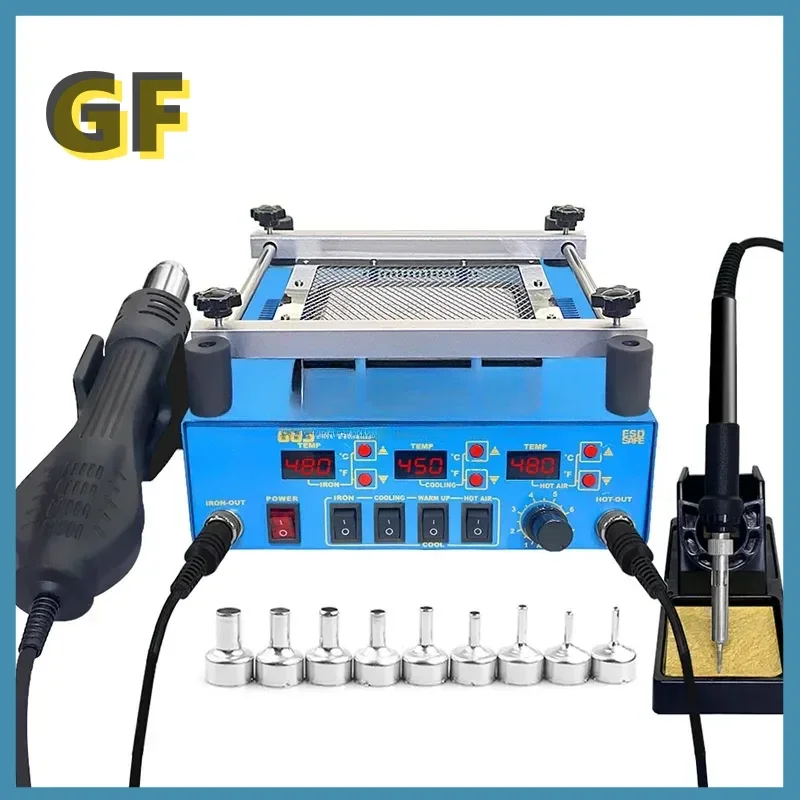 863 3 in 1 Digita Hot Air Heat Gun BGA Rework Solder Station Electric Soldering Iron IR Infrared Preheating Station