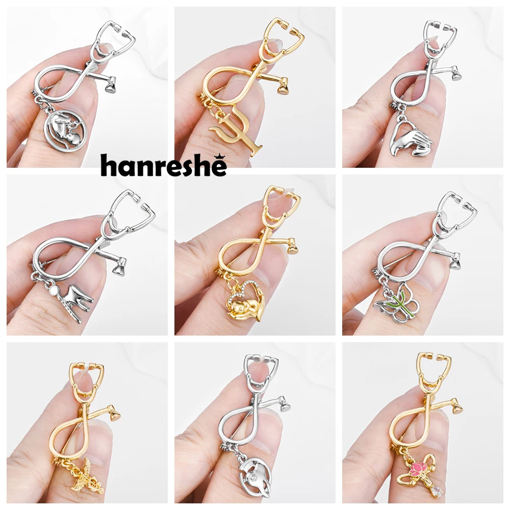 

Hanreshe Mixed Stethoscope Pins Medical Small Pendant Charm Brooches Lapel Backpack Badge Medicine Jewelry for Doctor Nurse