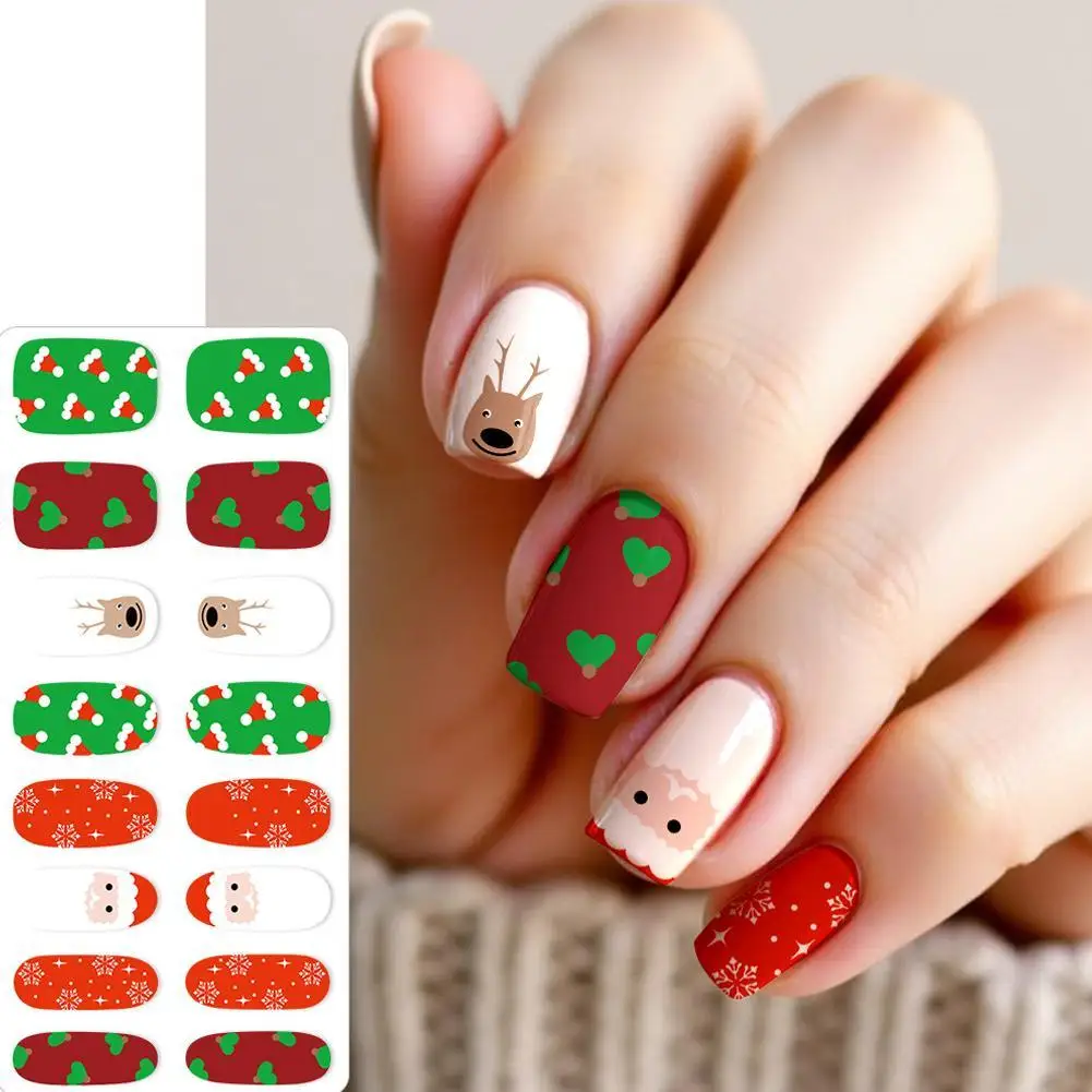 5D 赤い蝶結びゴールド雪片クリスマスネイルステッカーカラフルなドットクリスマスツリー/グリッドネイルデカール粘着冬ネイルスライダー