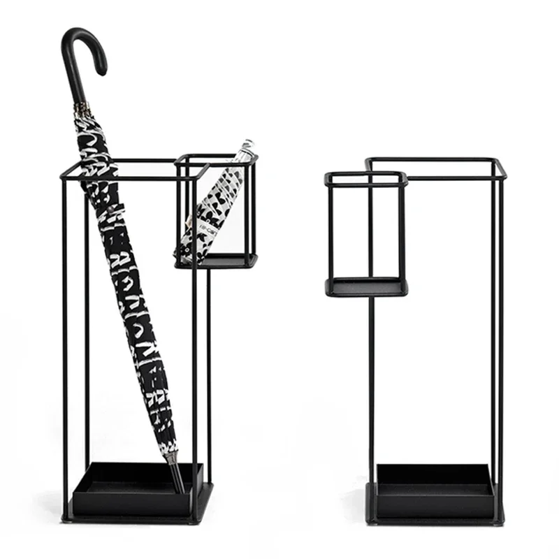 Iron Floor-Standing Umbrella Holder Creative Home Umbrella Rack Modern Lobby Storage Bin Space-Saving Umbrella Organizer