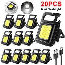 10PCS Mini LED 1800LM Flashlight Keychain Multifunctional Portable COB Camping Lamps USB Charging Work Lights Fishing Lanterna