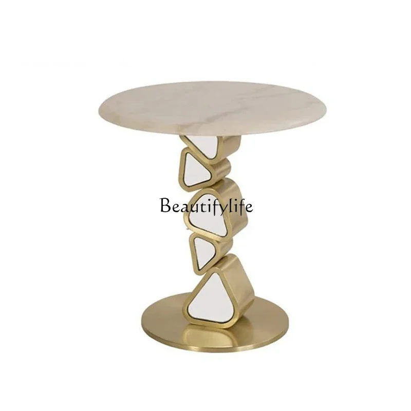 Light luxury high-end marble edge few living room home creative small round table irregular