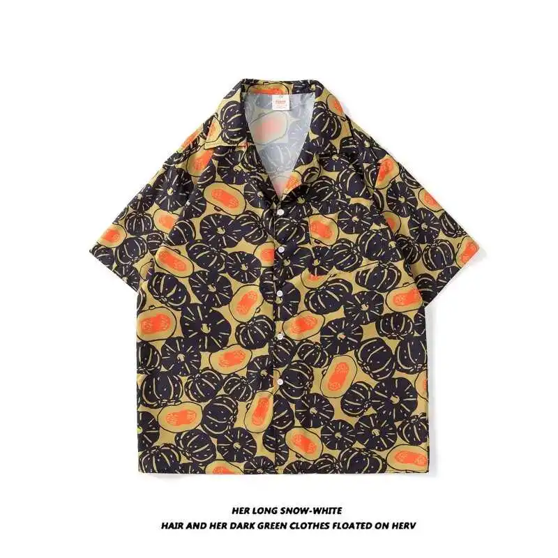 

Retro Hawaiian Flower Print irt Casual Cuban Collar ort Sve Men's Summer Vaion Beach Sle Stand Fit Youth Trend
