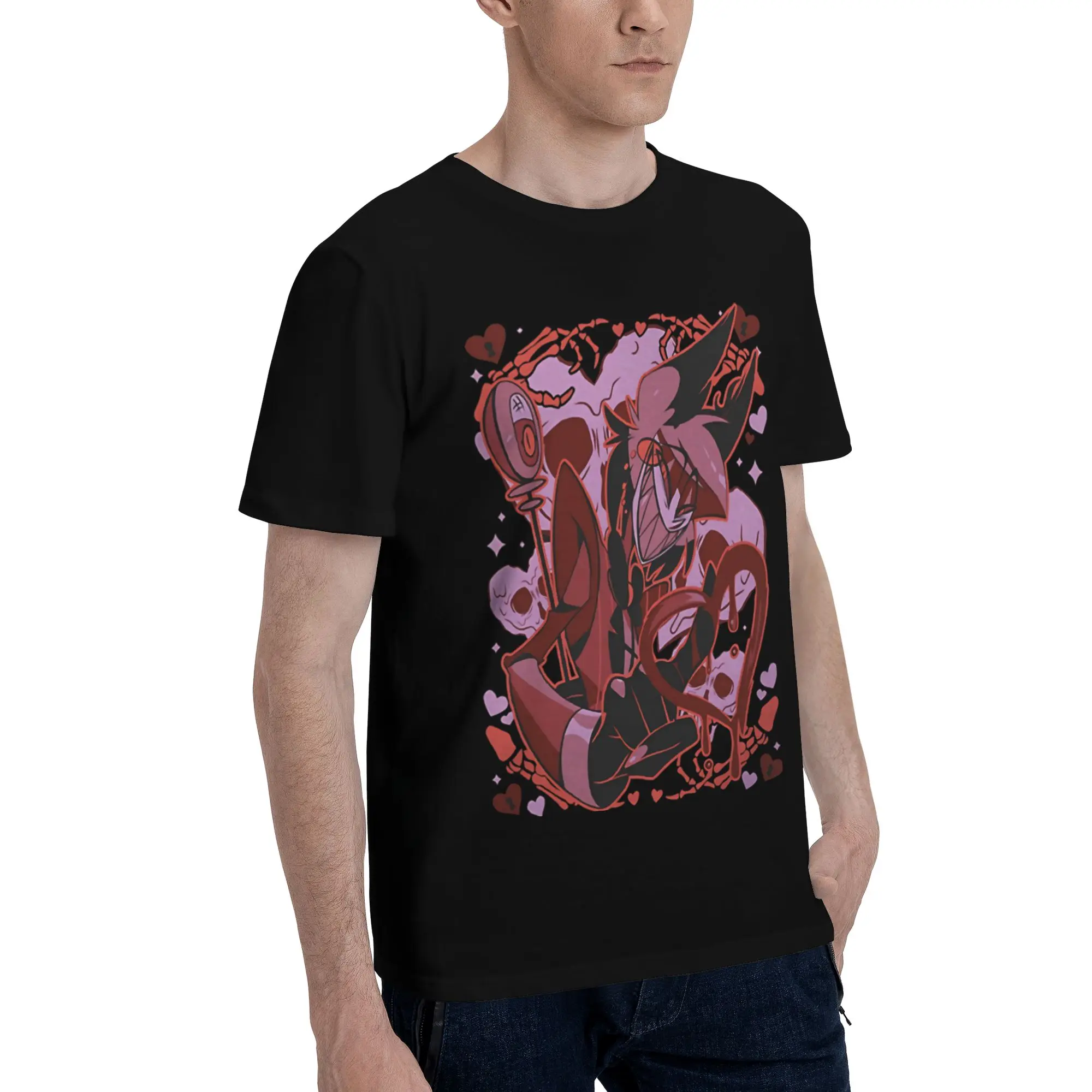 new Men's T Shirt Hazbin Hotel Novelty Tees Short Sleeve Crew Neck 100% Cotton Printed Clothes T-Shirt
