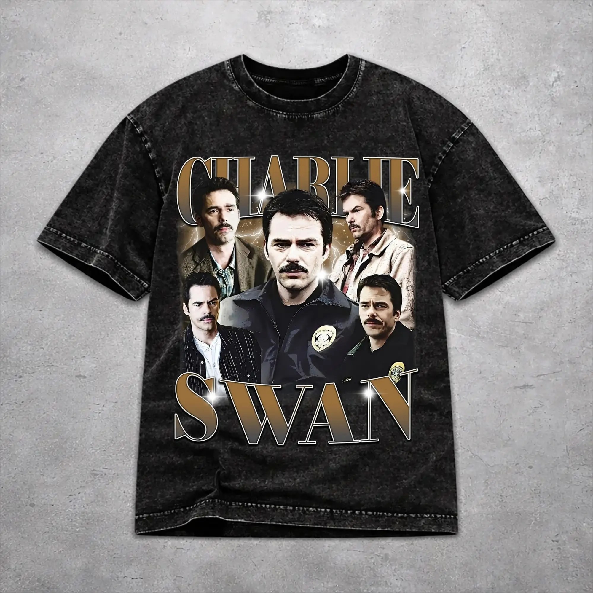 Charlie Swan Retro 90s  Washed T Shirt Novelty Streetwear Men Women  Oversize Tee T-Shirts Cotton