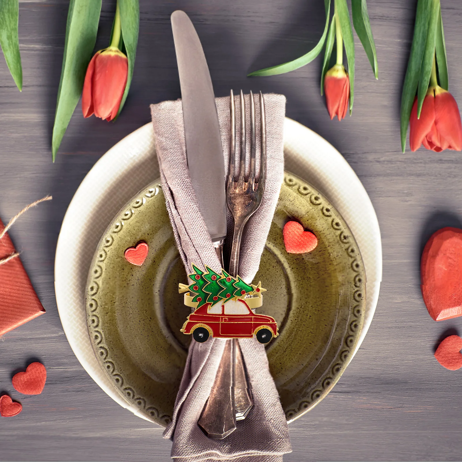 

6Pcs Christmas Metal Napkin Ring Set Decorative Alloy Buckles Elegant Dining Banquet Wedding Holiday Table Decor Accents