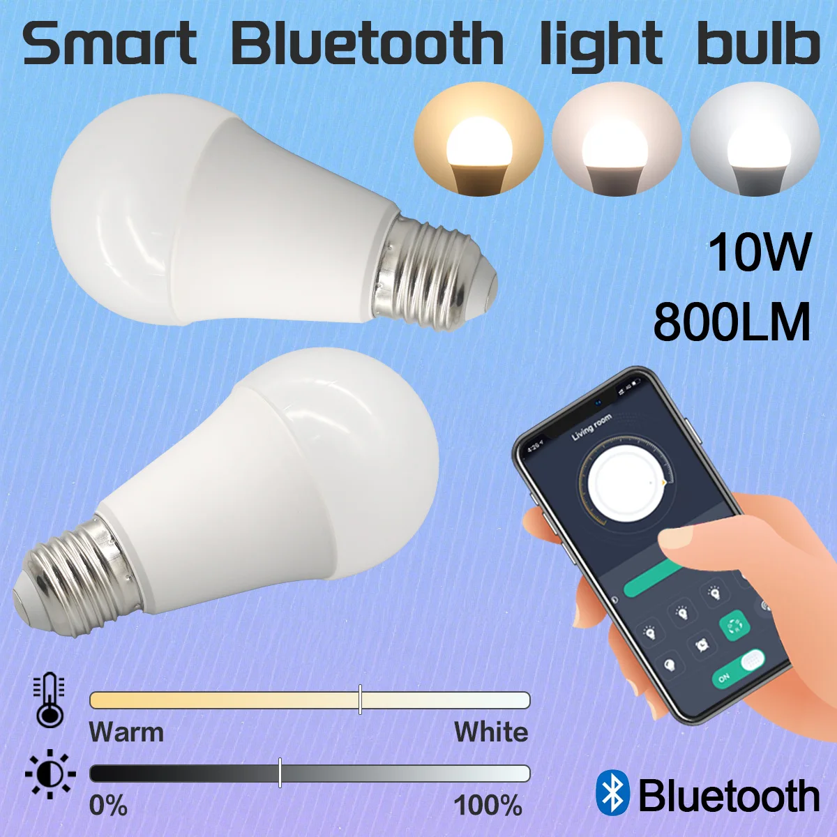 

1-20 шт. E27 Bluetooth светодиодные умные лампы лампы приложение 3000K-6500K регулируемое освещение 10 Вт 800 лм 220 В для спальни home derecs