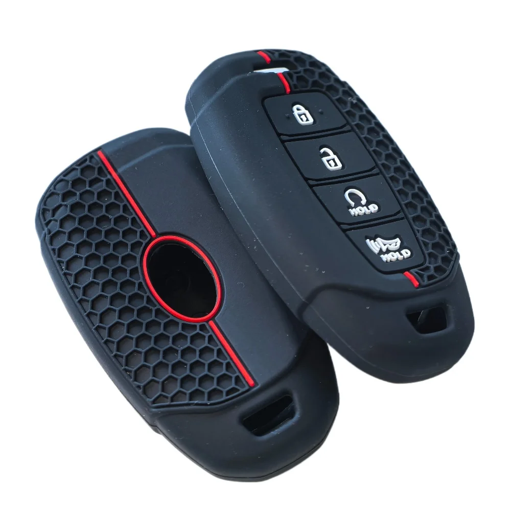 4 أزرار سيليكون حافظة مفاتيح السيارة غطاء لشركة هيونداي LA فيستا كونا 2021 Creta 2 Solaris i30 ix35 Azera ELANTRA GRANDEUR IG حقيبة مفاتيح