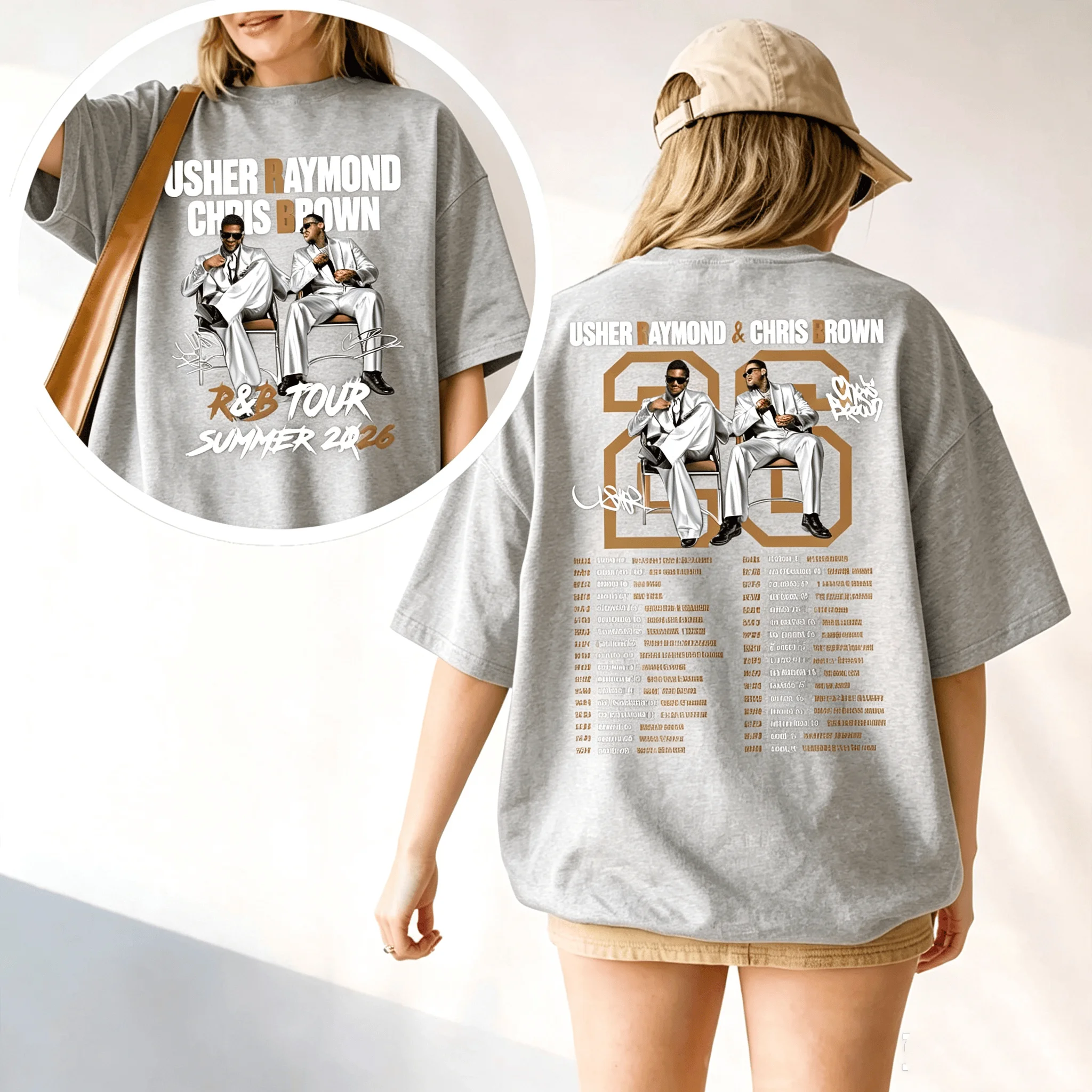Usher Raymond X Chris Brown T-Shirt Raymond & Brown Konzert-Shirt 2026 Sommer Neu Herren Damen Baumwoll-T-Shirt Streetwear Y2K – Detail 4