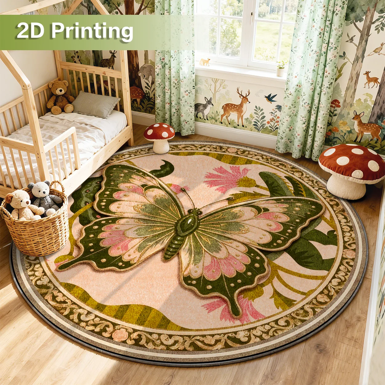 Vintage Classic Floral Graphic Washable Carpet Durable Entrance Rug For Coffee Shop Office Supermarket Store Display