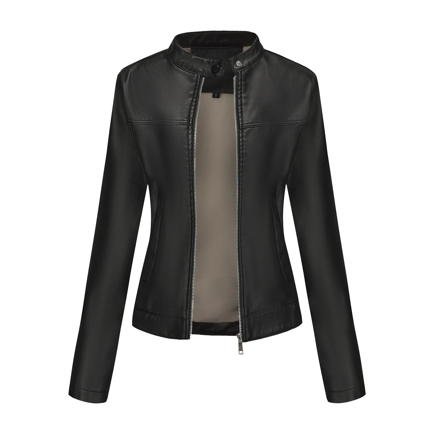 Women Coats Faux Leather Jackets Stand Collar Pu Coat Work Y2k Punk Streetwear Jacket Zipper Casual Outerwear Autumn Winter