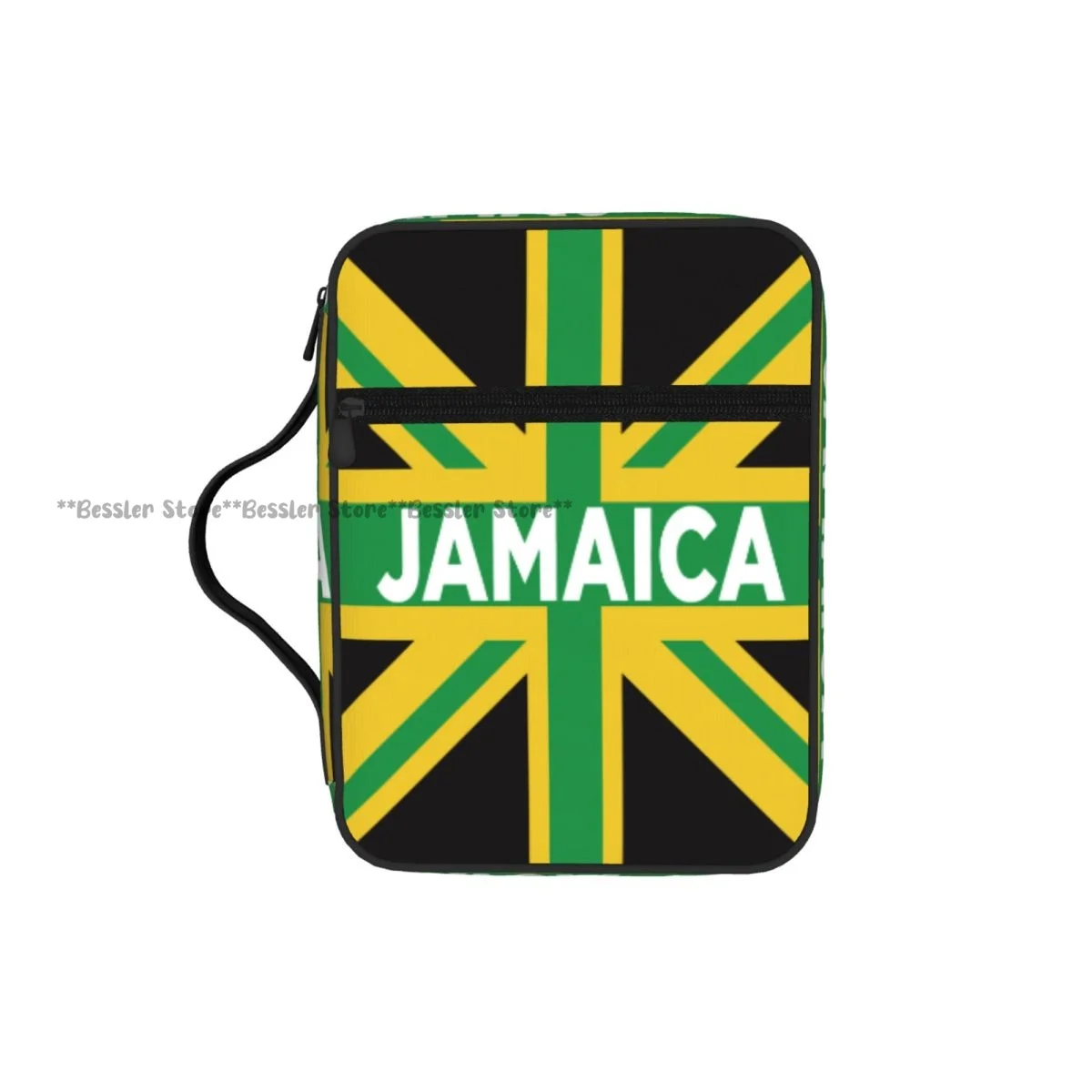 

Jamaican Flag Bible Cover Case Zipper Pocket Handle Storage Bag Church