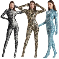 Women Shiny Metallic Leopard Snakeskin Zentai Bodysuit High Stretch Lycra Sexy Cosplay Costume Yoga Swimwear - Image 3