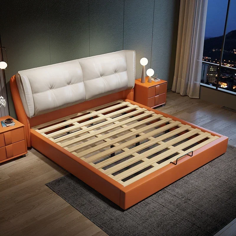 Nordic Luxury Bed Double Wood High End Modern Safe Bed Frame High Quality Confortable Sleeping Cama Matrimonio Bedroom Furniture