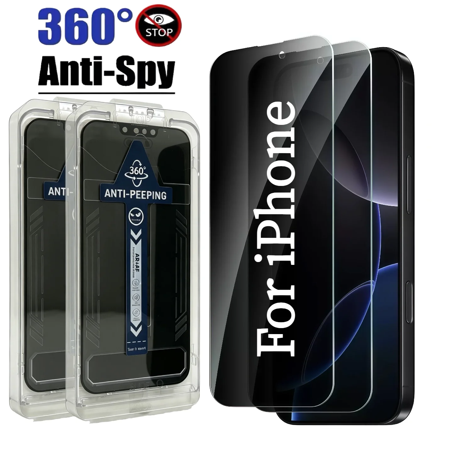 2-Pack 2-Pack 360° Privacy Screen Protector for iPhone 17/16/15/14/13 pro Max plus with Auto Dust Removal Function Tempered Glass - Aliexpress Deal