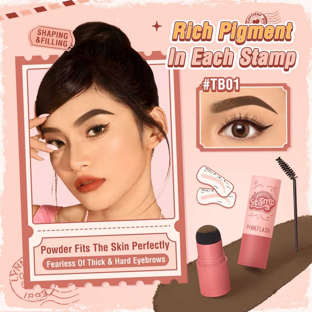 PINKFLASH Multi-use Eyebrow Stamp Powder Waterproof Long Wear Lightweight Eyebrow Enhancers Full Pigment Eyebrow Tints Cosmetics