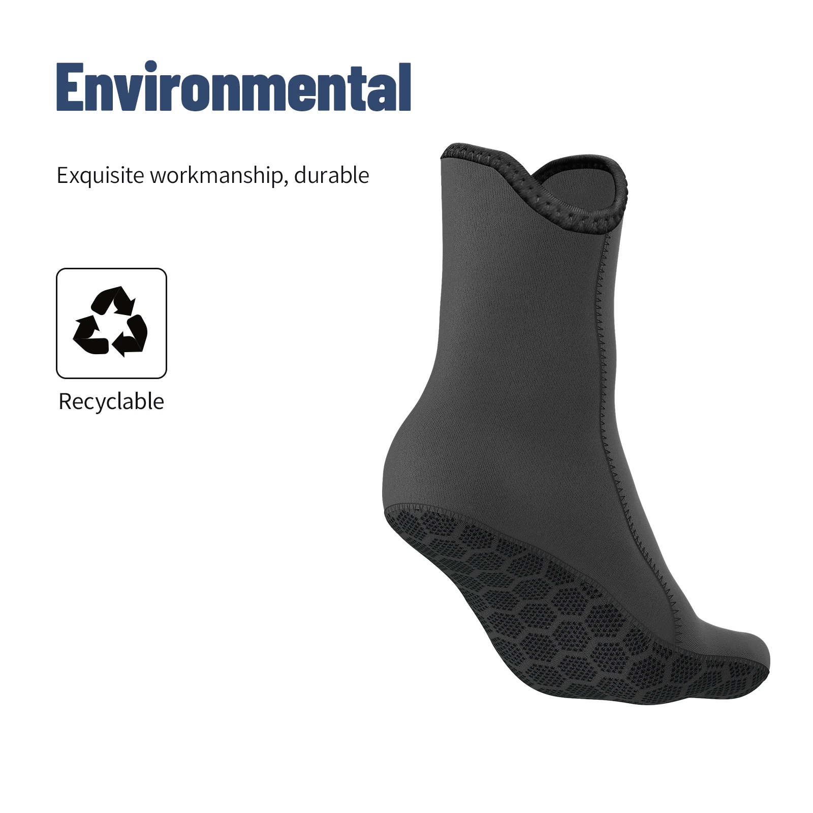 HiTurbo 3 mm Neoprensocken, rutschfeste Wassersocken-Schuhe, zum Tauchen, Schwimmen, Surfen, Schnorcheln – Detail 3