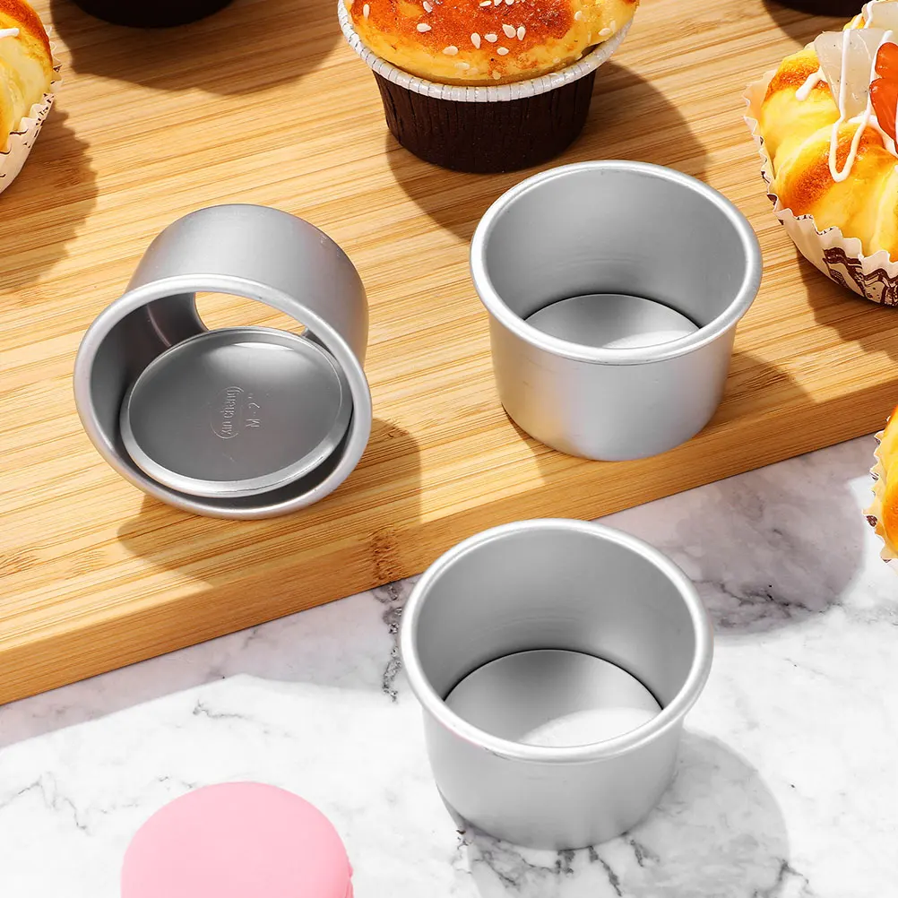 

5 Pcs 4 Inch Round Deep Aluminum Alloy Cake Molds Removable Bottom Baking Pans Set Mini for Cheesecake Mousse Wedding Home