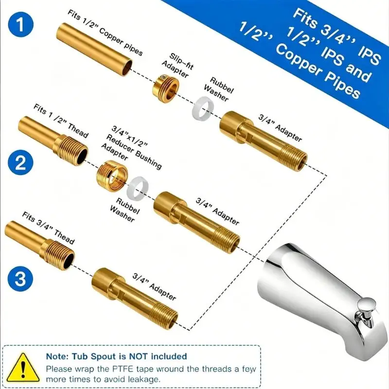 Wandmontage-Badewannen-Auslaufadapter, rostbeständiger Messing-Wannenauslauf-Anschluss, schwerer Messing-Wannenauslauf-Adapter – Detail 9