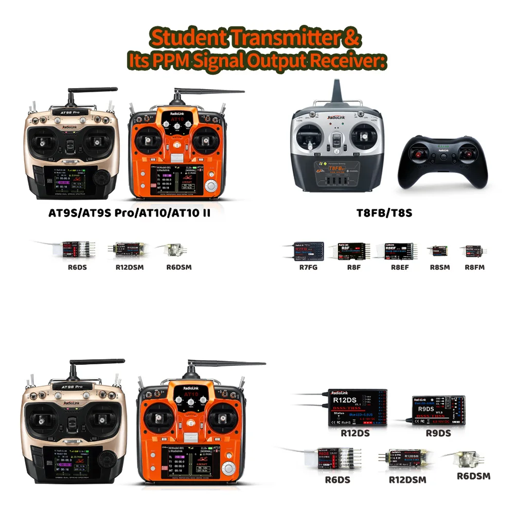 Radiolink RC Transmitter Wireless Training Cable Work on AT9S Pro AT10II RC Controller As Fly Teaching Trainer Student Operation