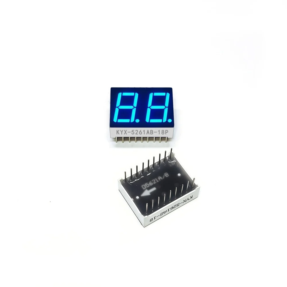10 sztuk, 0,56-calowy, dwucyfrowy wyświetlacz numeryczny, wymiary 25 mm x 19 mm, cyfra „8”, wysokość 14,2 mm, wyświetlacz numeryczny z siedmioma segmentami, seria 5261, 18 pinów. — zdjęcie produktu 4