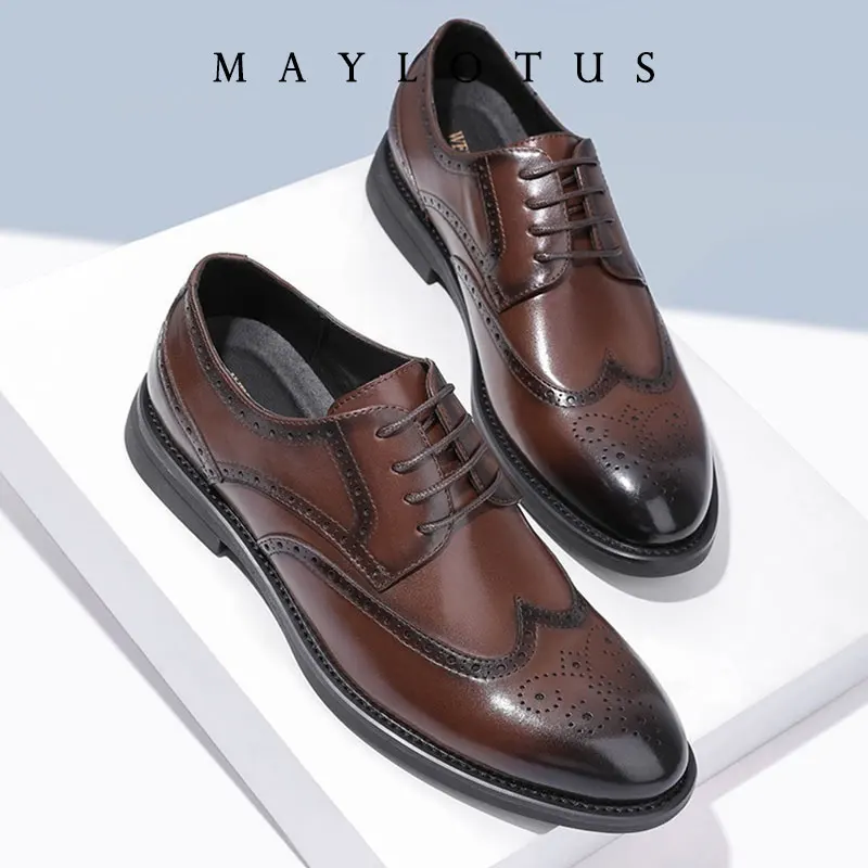 أحذية على الطراز البريطاني من جلد البولي يوريثان، أحذية رسمية برباط علوي، أحذية بدون كعب مريحة تسمح بمرور الهواء، أحذية زفاف مريحة