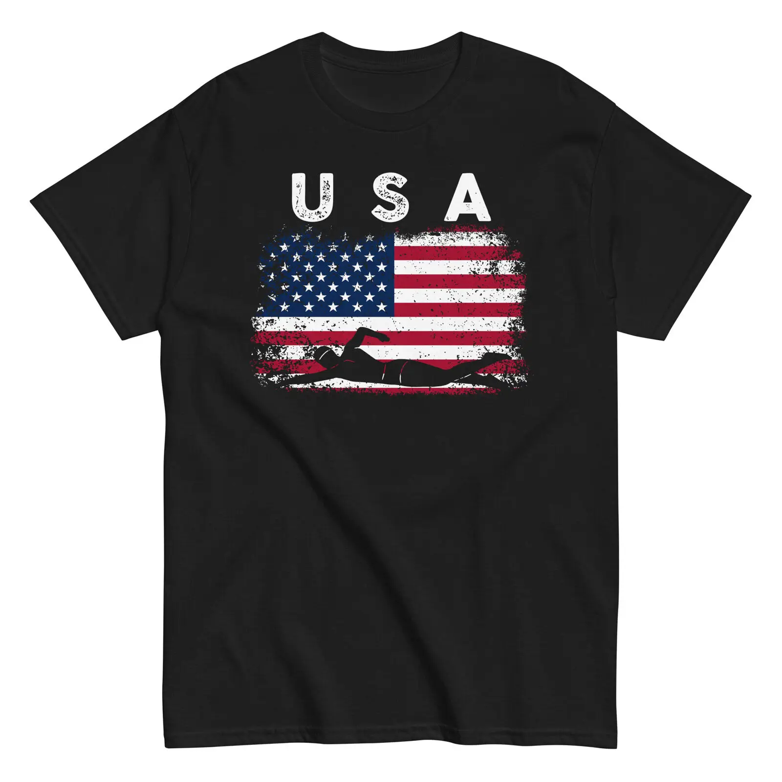 

Patriotic Swimmer | 4th Of July | American Flag Swimming T-Shirt