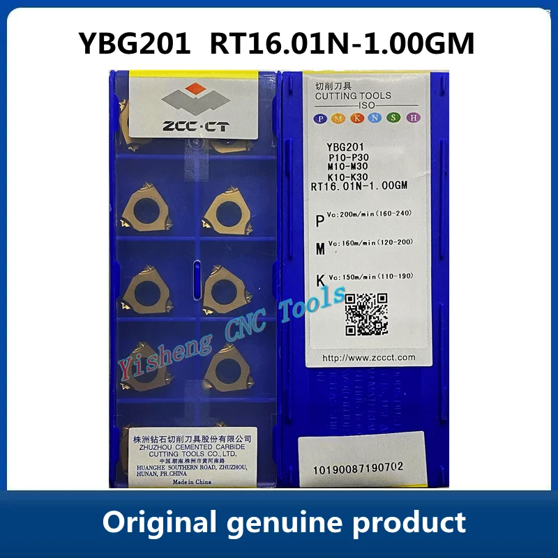 

ZCC CT RT16.01N-1.00GM RT16.01N-1.25GM YBG201 RT16.01N-1.75GM RT16.01N-2.50GM Carbide Inserts CNC Threaded turning tools