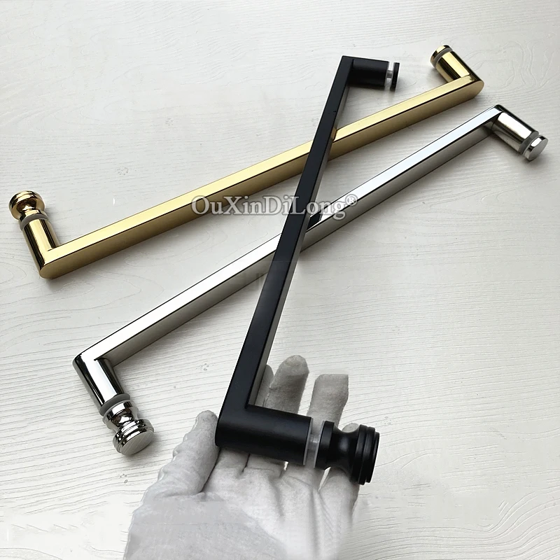 

Chromed/Dumb Black/Titanium Gold 304 Stainless Steel Bathroom Door Handles Glass Door Push Pull Handles Hole Spacing 440mm/500mm