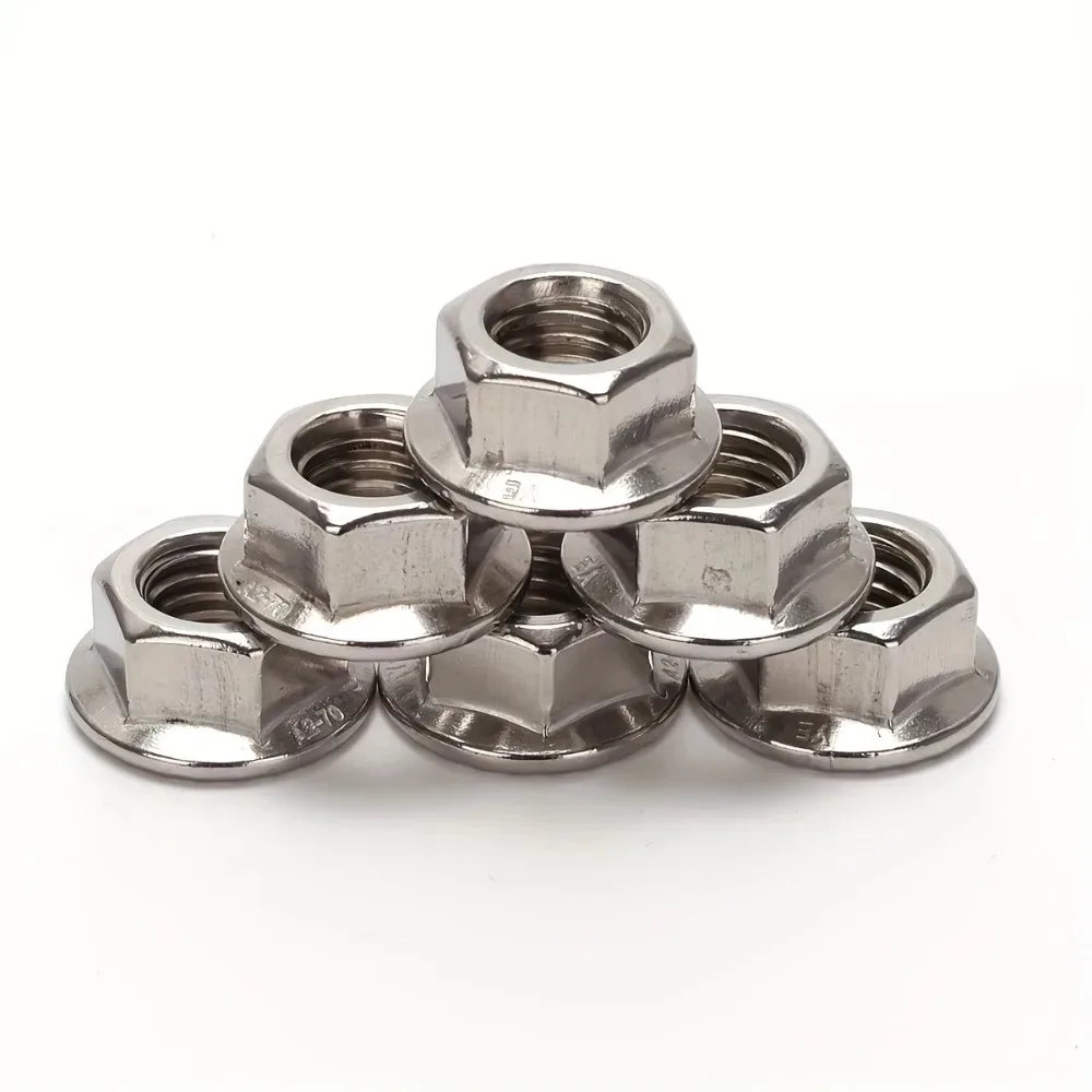 120-piece set of M3/M4/M5/M6 stainless steel hex flange nuts, flange nuts, machine parts, home repair, outdoor construction.