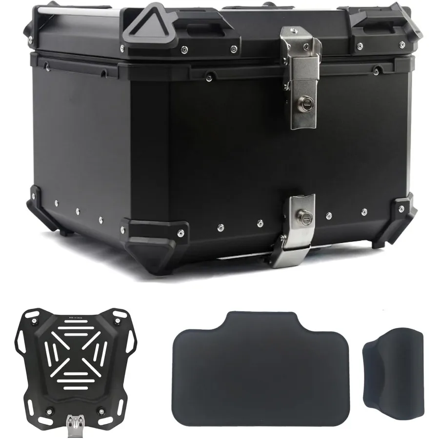 

55L Motorcycle Top Case Aluminum Alloy Universal Motorcycle Trunk with Dualkey Security Storage Carrier Case Luggage for Longdi