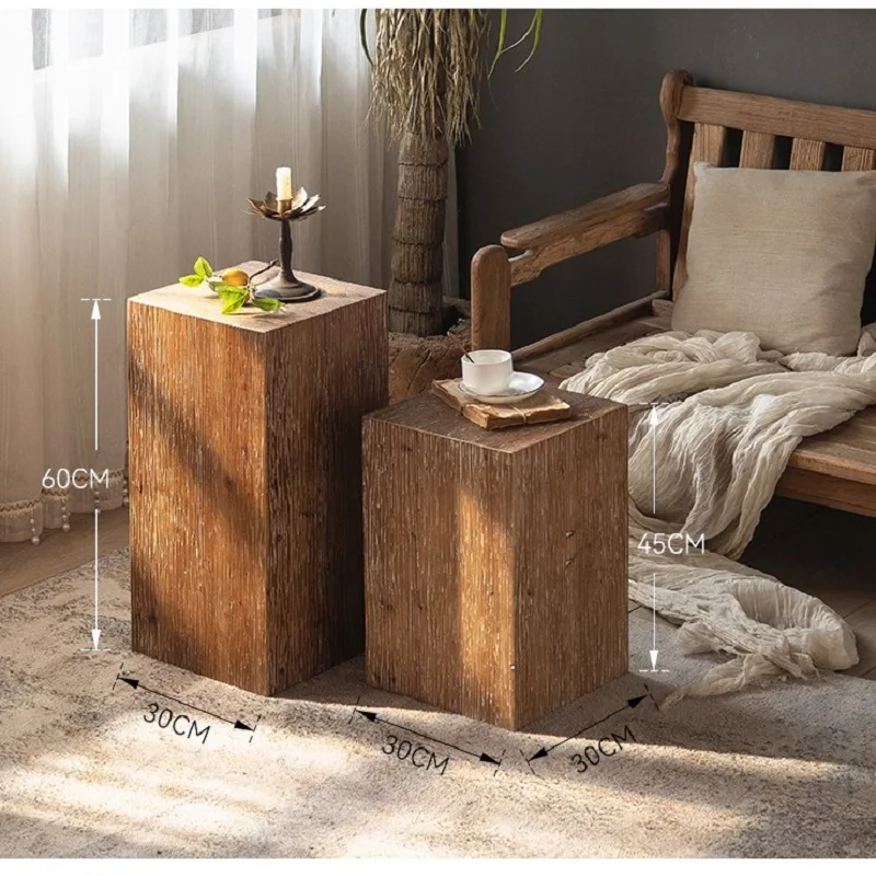 JOYLIVE Vintage Small Tea Table Sofa Side Table Square Corner Table Household Low Table Wooden Pier New Dropshipping